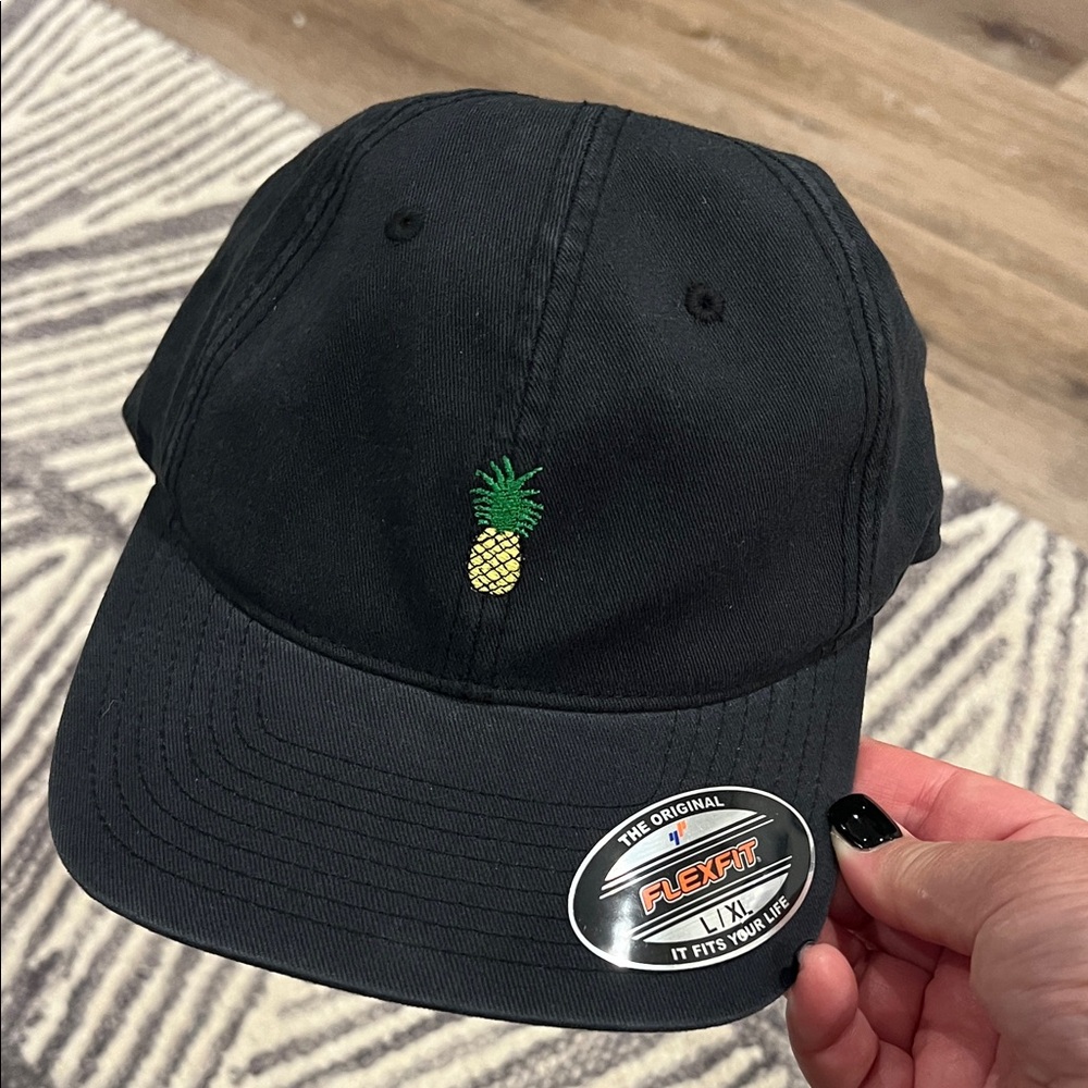 Navy Flex Fit Hat with Pineapple Icon Embroidery
